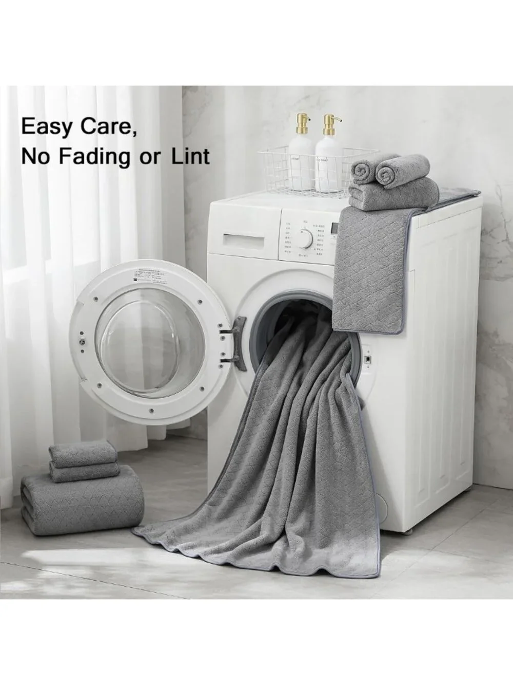 12-Piece Luxury Bath Towel Set - Extra Absorbent, Soft & Quick Dry - Grey Family